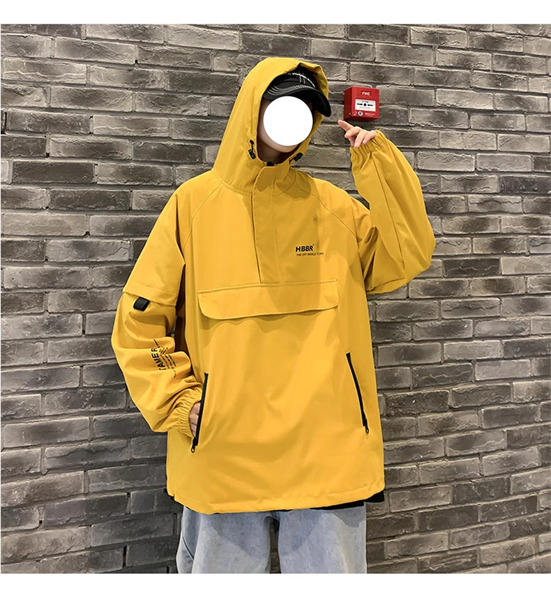 2024 New Autumn Streetwear Men Jackets Zipper Up Jacket Windbreaker Harajuku Thin Coats Loose Harajuku Oversized Outwear