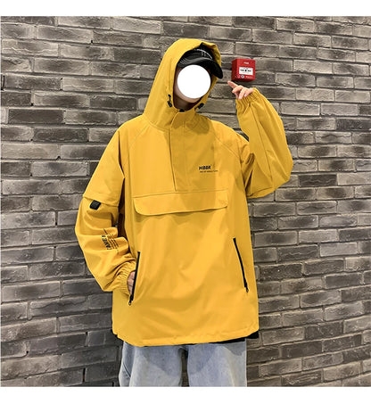 2024 New Autumn Streetwear Men Jackets Zipper Up Jacket Windbreaker Harajuku Thin Coats Loose Harajuku Oversized Outwear