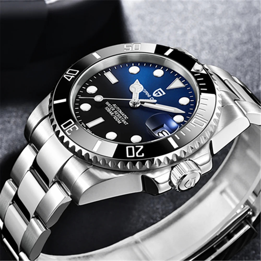 PAGANI DESIGN Men's Mechanical Wristwatches Luxury Brand Mens Watch NH35 100m Waterproof Sapphire Diving Watch reloj hombre