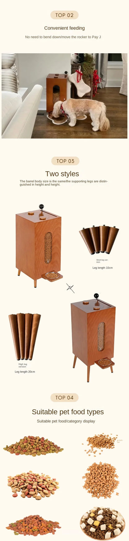 Vintage Style 10L Grey Pet Storage Feeder Moisture-proof Healthy Cat and Dog Food Bucket High-end No stoop