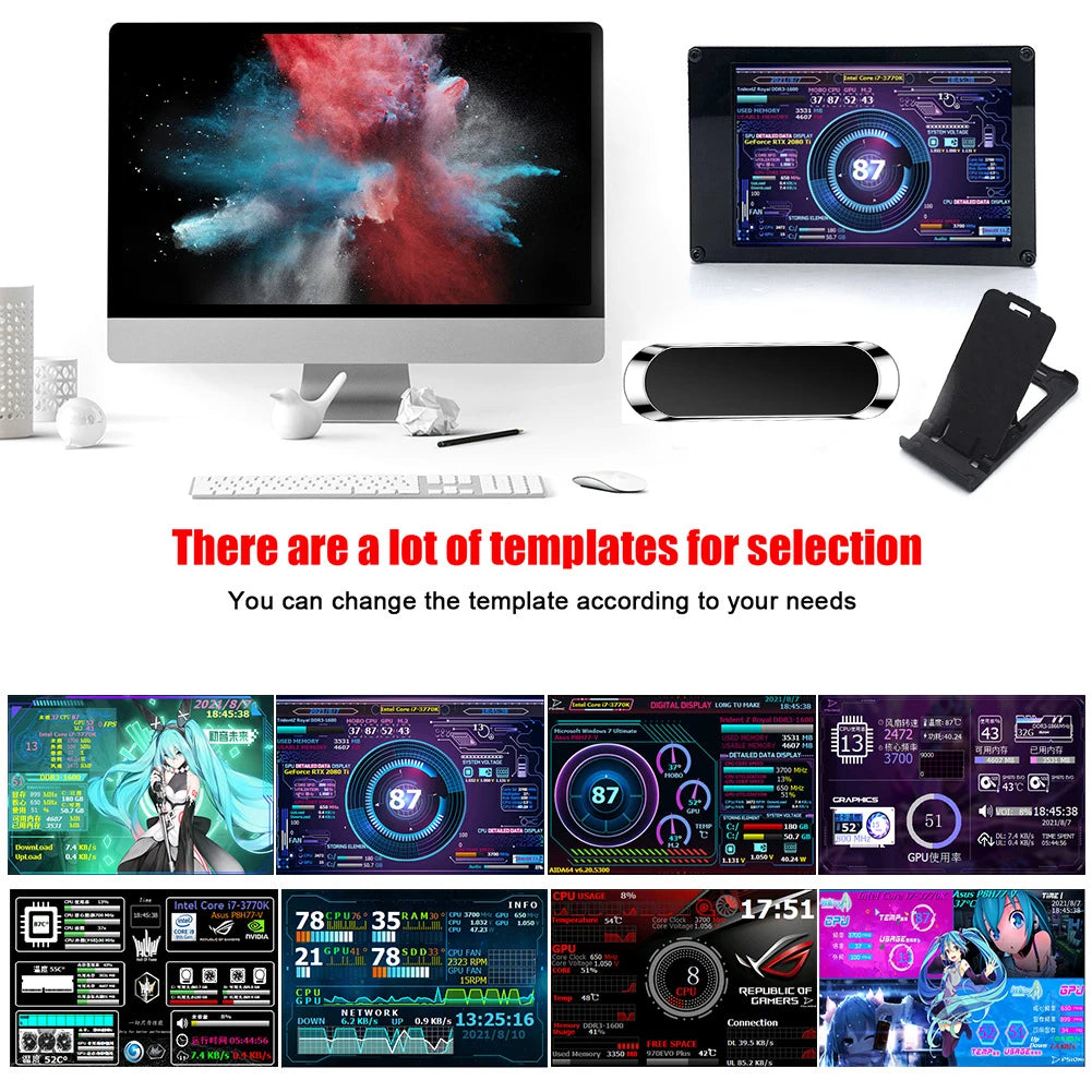 3.5 Inch Computer Monitor Dual USB Temperature Monitoring IPS DIY PC Display Secondary Screen CPU GPU RAM HDD Monitor for PC