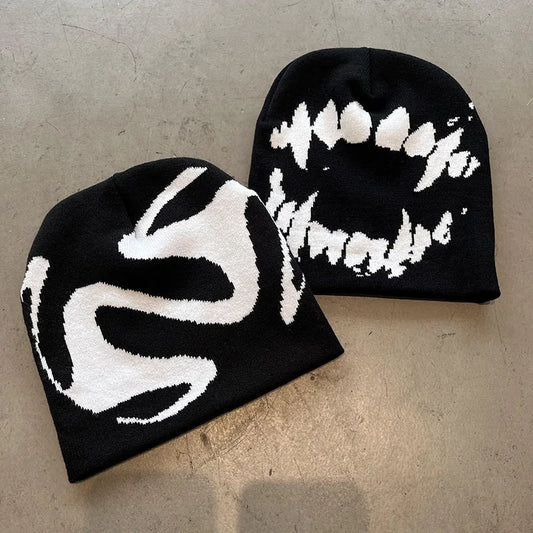 Bonnet tricoté pour femme, bonnet gothique, casquette pour homme, Y2k, streetwear, mode hiver, pull Kpop, Harajuku, vintage, chaud, hip hop, unisexe