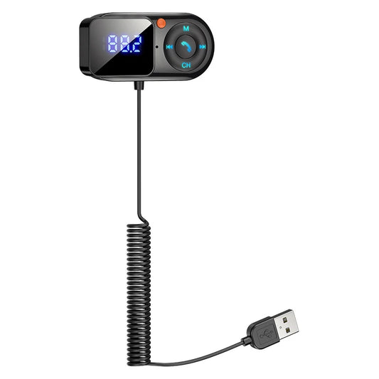 Transmisor FM inalámbrico Bluetooth 5.0 Reproductor de MP3 para coche Kit manos libres para coche LCD Audio auxiliar Carga USB PD18W Accesorios para coche Modulador FM
