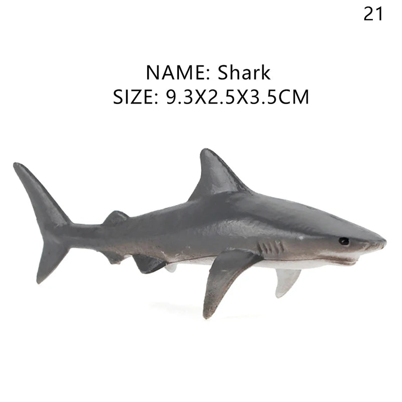 Simulation Marine Life Action Figures Ocean Animal Model Educational Toys Cake Topper,Collection Gift Shark Dolphin Hammerhead