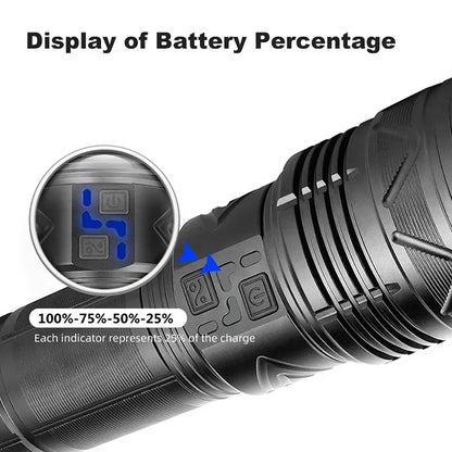 Powerful GT60 LED Flashlight Super Bright Long Range Torch Rechargeable Most Powerful Outdoor Tactical Hand Lamp Camping Lantern