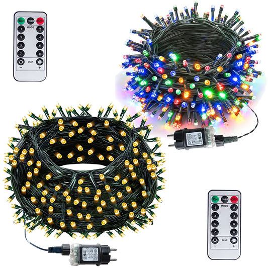 Guirlande lumineuse LED 10M/20M Guirlande lumineuse de Noël Fée Extérieure Pour Terrasse Jardin Rue Fête Maison Mariage Nouvel An Décor