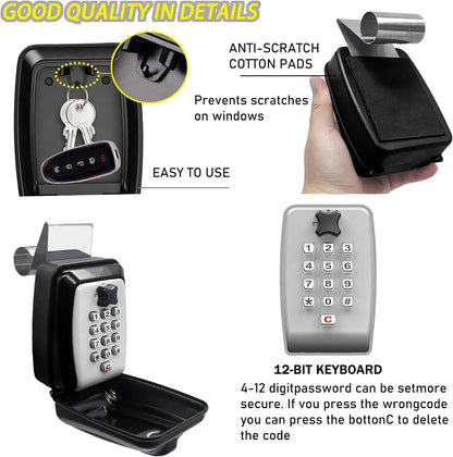 Portable Car Window Hanging Antitheft Code Key Box With 12Digits Code Waterproof Anti-theft Key Safe For Office Home Outdoor Use