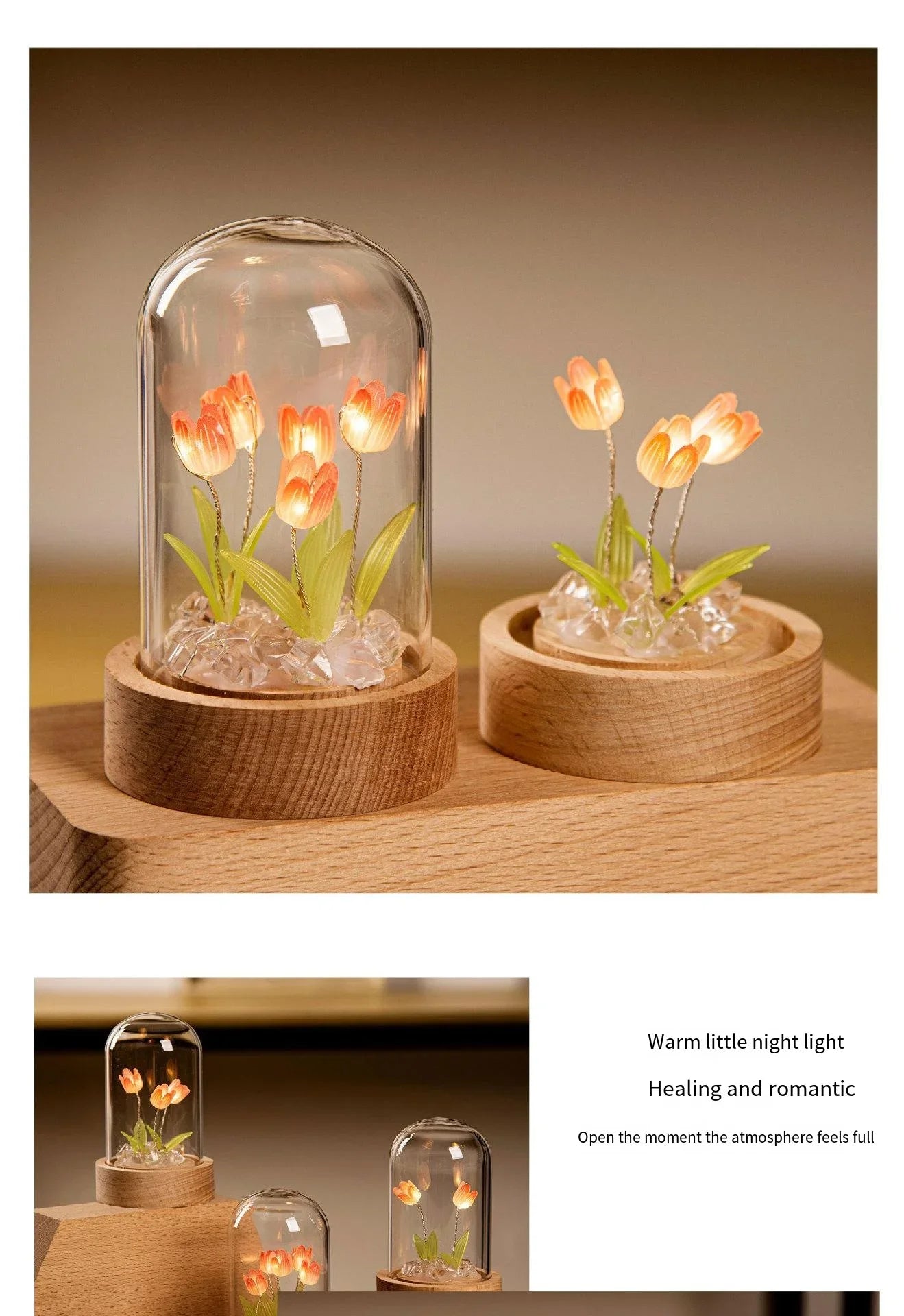 Tulip Night Light Tulip Flower Table Lamp DIY Simulation Tulip LED Night Light Handmade Bedside Light Christmas New Year Gift