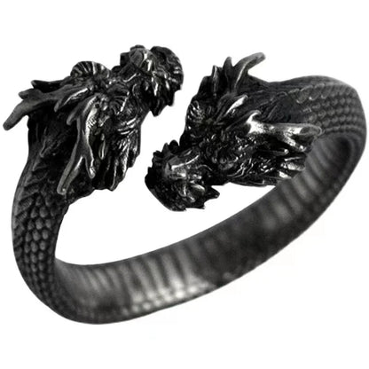 Vintage Double Headed Dragon Rings for Men Women Trend Punk Adjustable Male Ring Hip Hop Charm Accessories New Gifts Wholesale