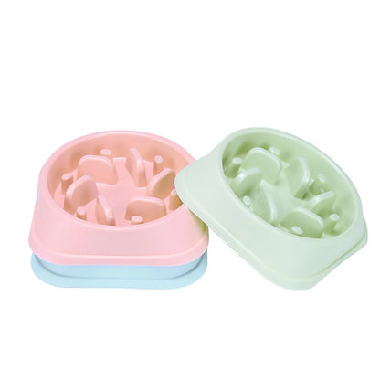 Pet Dog Bowl Slow Food Feeder Non-slip Anti Choking Cat Thickened Plastic Plate Bowls Healthy Anxiety Relief Dish Pet Supply