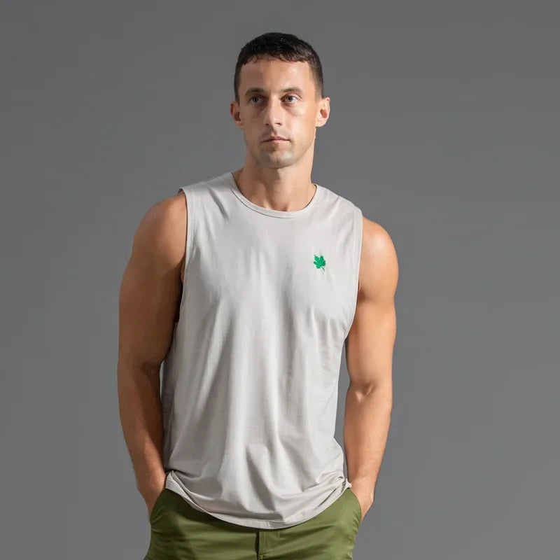 Plus Size Men's Sport Fitness Vest Cotton Trendy Sleeveless T-Shirt Shoulder Vest Casual Top Clearance Special Price