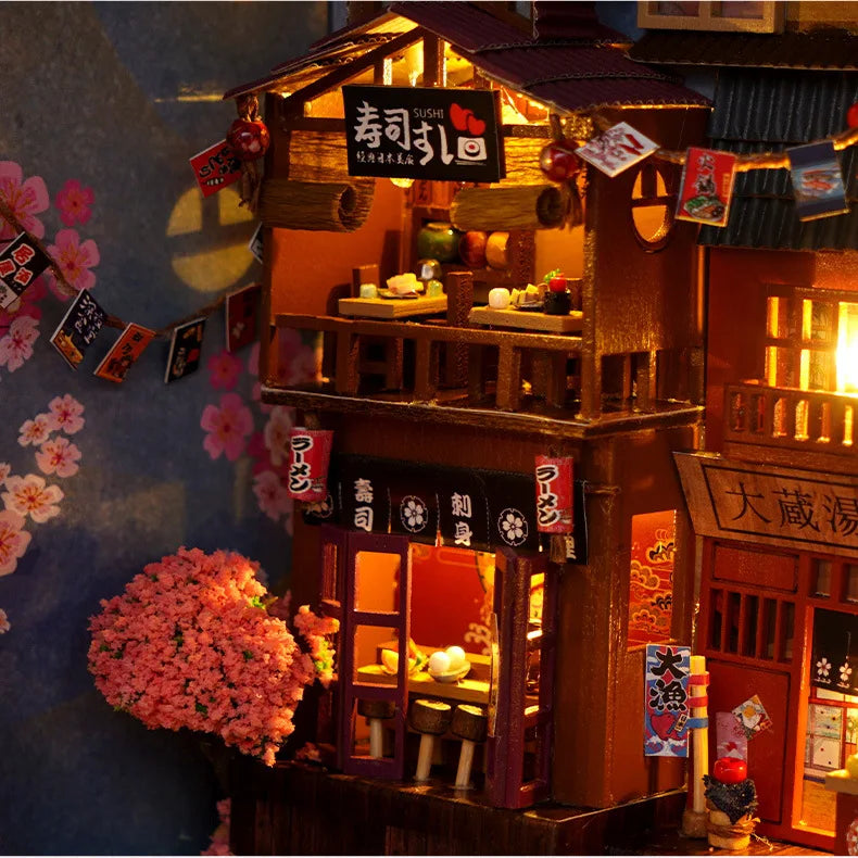 3D Wooden Puzzle DIY Book Kit Bookend Shelf Insert Alley Miniature Dollhouse Model Building Set Craft for Home Decoration P541
