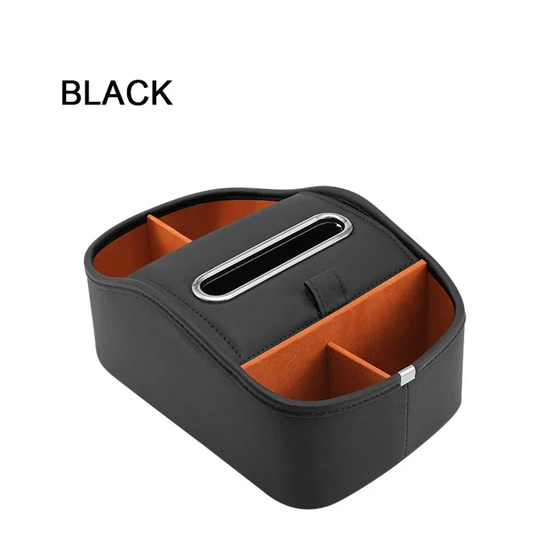SEAMETAL Car Armrest Box Universal Center Console Organizer Multi-Functional Pu Leather Auto Arm Rest Storage Box Tissue Holder