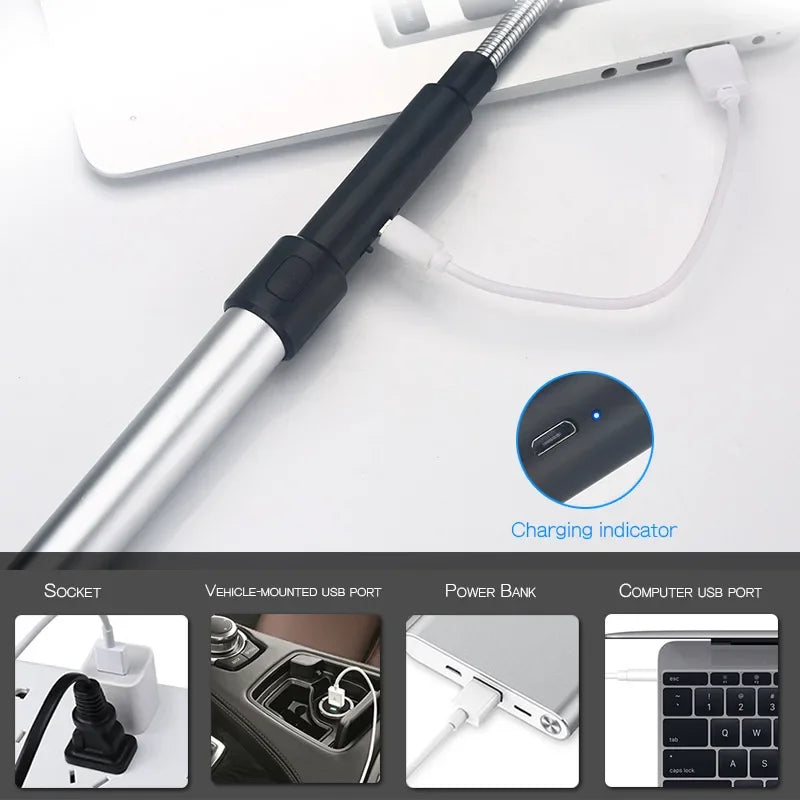 Ultra long telescopic arc ignition gun, kitchen extended igniter, outdoor barbecue camping, cross-border pulse lighter,windproof