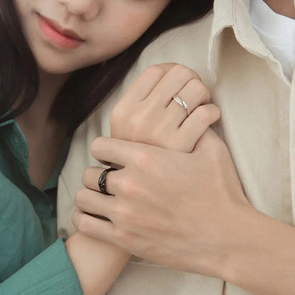 Simple Couple Ring Men and Women Adjustable Sun and Moon Ring Set Angel Demon Dragon Open Ring Niche Party Couple Gift Jewelry