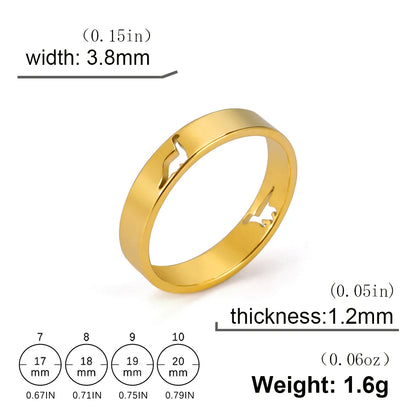 Skyrim Hollow Dinosaur Ring Stainless Steel Gold Color Tyrannosaurus Brachiosaurus Finger Rings Couple Jewelry for Women Men