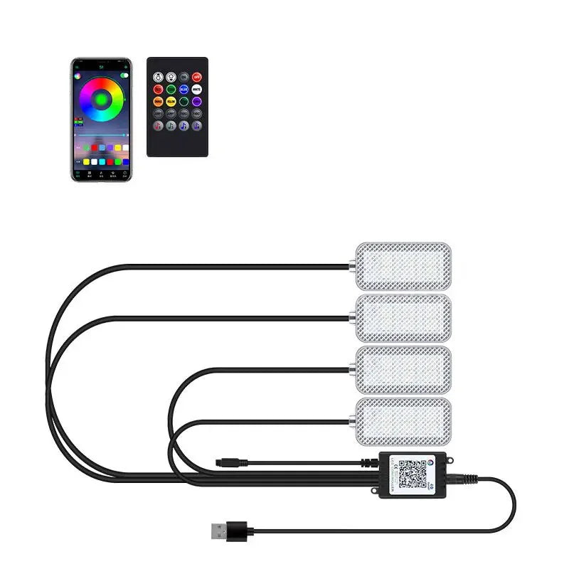 Car Foot Ambient Light RGB Led Lamp Usb For Toyota Hilux Corolla chr 4runner Crown RAV4 Wireless Remote APP Control Accessories