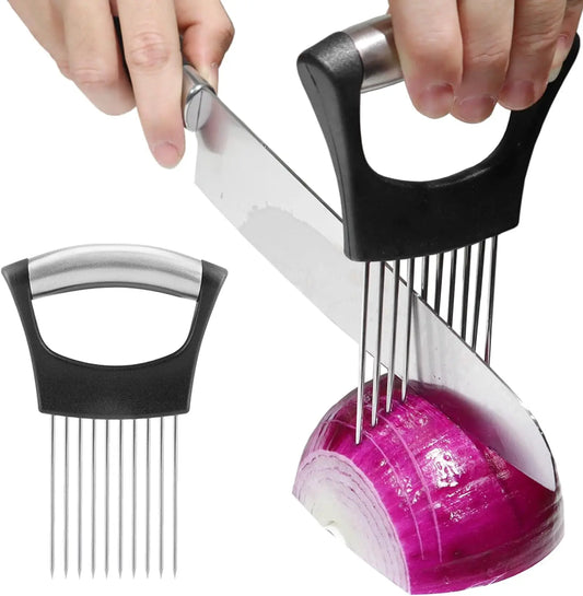 Onion Holder for Slicing Vegetable Cutter for Potato and Tomato Eggs Food Slicer Assistant Tool for Slicing Fruit Lemon and Meat