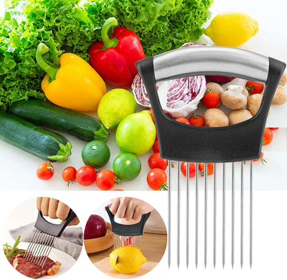 Onion Holder for Slicing Vegetable Cutter for Potato and Tomato Eggs Food Slicer Assistant Tool for Slicing Fruit Lemon and Meat