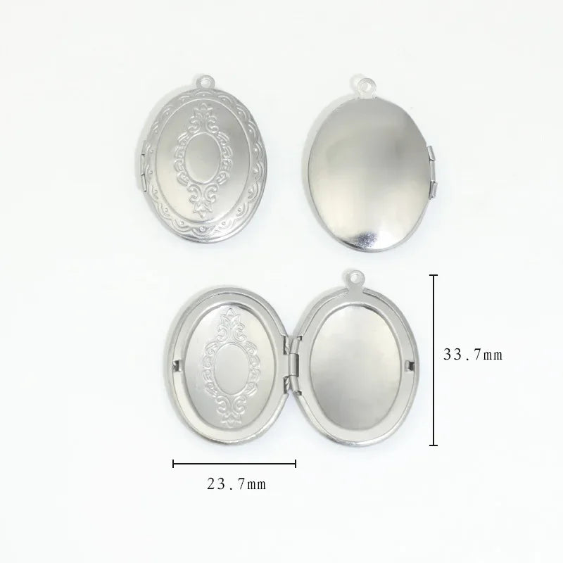 BoYuTe (20 Pieces/Lot) 316 Stainless Steel Oval Shaped Locket Pendant Can Open Photo Locket Diy Jewelry Materials