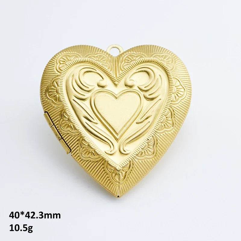 BoYuTe (50 Pieces/Lot) Heart Shaped Raw Brass Locket Pendant Materials Diy Photo Lockets Jewelry Accessories