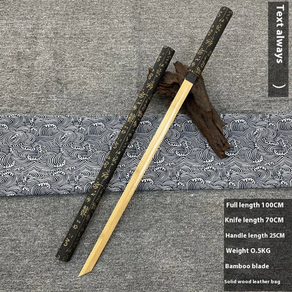 Tai Sword Katana Oriental Draw Sword with Sheath Tang Hengdao Wooden Sword Ancient Style Children's Toy Bamboo Wooden