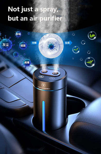 Vehicle Humidifier H2O Ultrasonic Spray 200ML Smart Work Usb 1500mah Wireless Perfume Aroma Diffuser Visable Dual Humidification