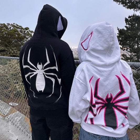 Sweat à capuche Y2k Emo pour femmes, streetwear, araignée, punk, fermeture éclair, sweat-shirt surdimensionné graphique, gothique, Harajuku, Kpop, Alt, vêtements pour hommes