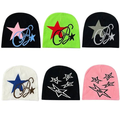 Boy Girls Hip Hop Street Hip Hop Knitting Hat Women Y2k Style Star Beanie Hat Autumn Winter Fashion Gorros Skullies Caps