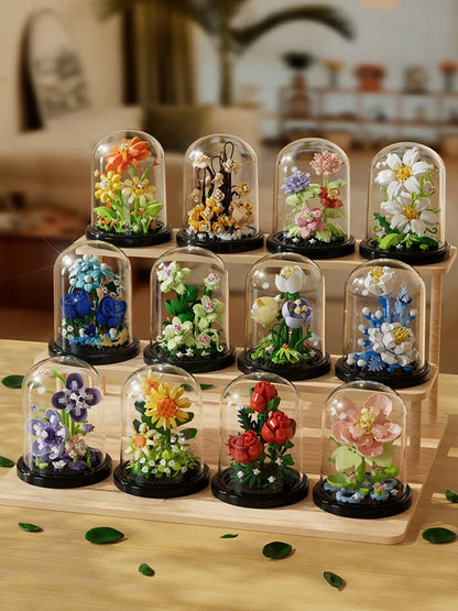 Building block bouquet assembly toy children's puzzle building block toy parent-child interactive desktop decoration