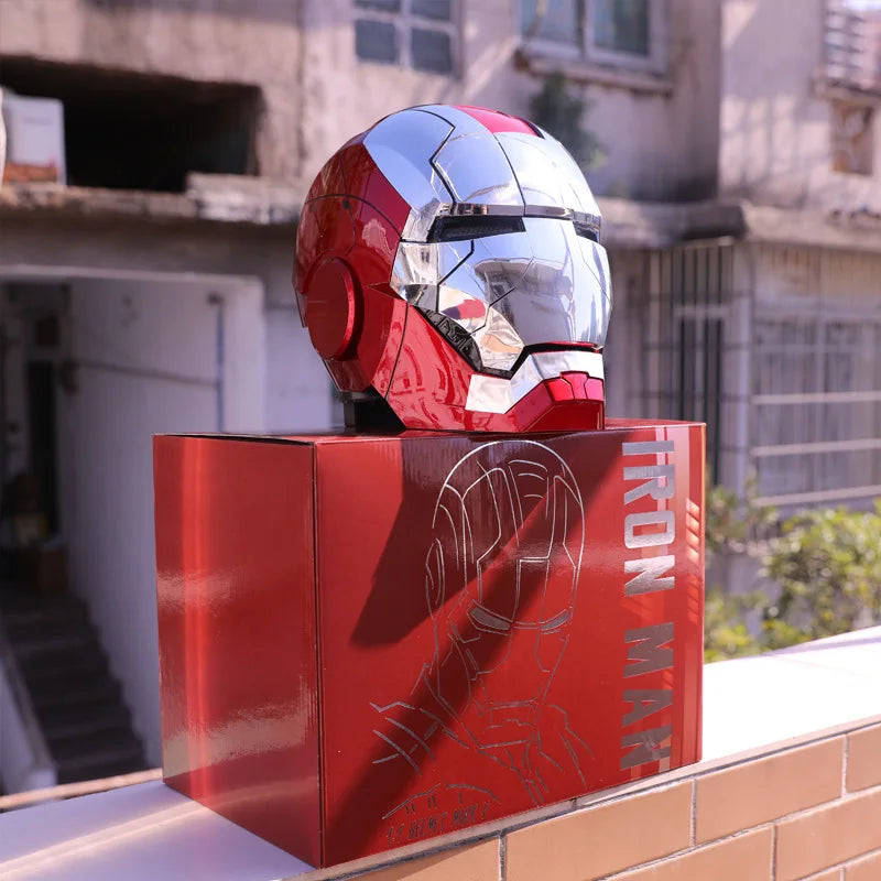 Avenger Iron Man Mk-5 Helmet Electric 1/1 Mk5 Helmet Remote & Voice Control Cosplay Light Led Ironman Action Figure Toys Gifts