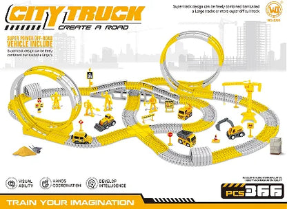 Toddler Boy Toys 239 PCS Race Tracks Toys Gift, 6 PCS Construction Car Toys Gifts , Christmas Birthday Gifts Toys