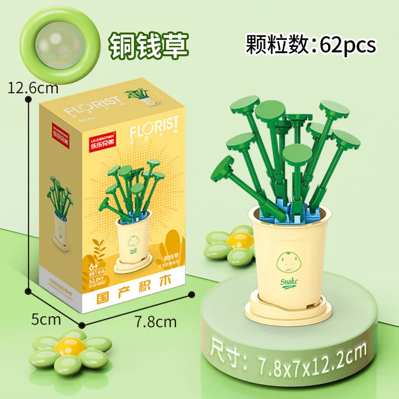 Adults Mini Flower Bouquet Particles Building Blocks for Children Girls 6 to 14 Years Old Assembly Bricks Constructor Set Gifts