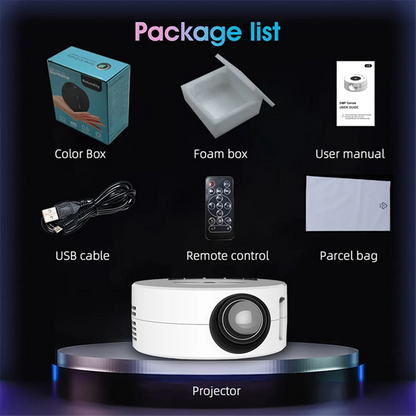 Miniproyector LED YT200 Reproductor multimedia doméstico Proyectores portátiles de audio Proyección de vídeo USB con cable Misma pantalla Espejo
