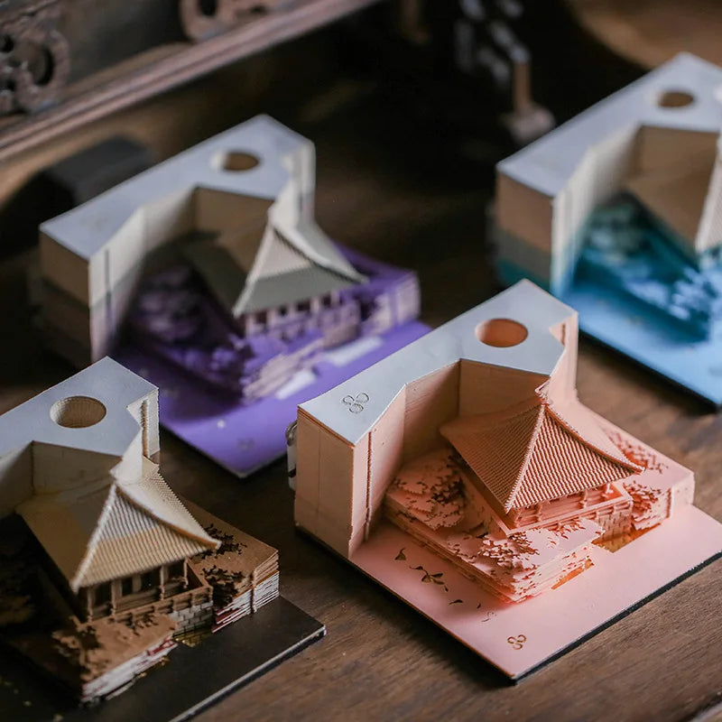 Omoshiroi Block  3D Memo Pad Arch Pavilion Notepad Led Diy Craft Office Accessories Wedding Bridesmaid Gift Message Note Paper