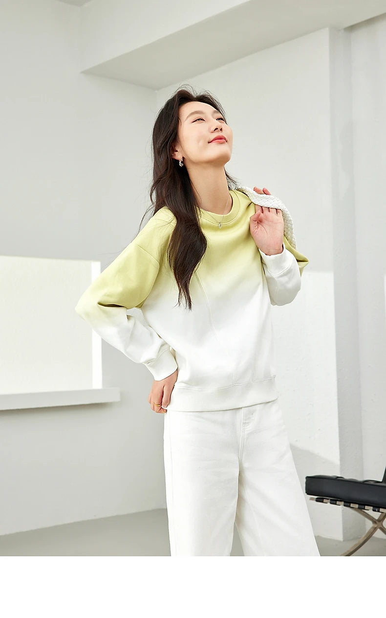 VIMLY Loose Gradient Sweatshirts for Women  Autumn Fashion Casual Round Neck Pullovers Long Sleeve Tops Female Clothes M2967