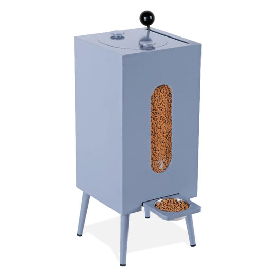 Vintage Style 10L Grey Pet Storage Feeder Moisture-proof Healthy Cat and Dog Food Bucket High-end No stoop