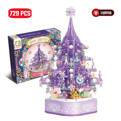 SEMBO Fantasy Christmas Tree Light Music Box Building Blocks MOC Sweet Cake Cup Model Bricks Toys Romantic Gifts for Girlfriend