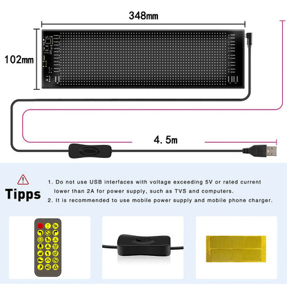 5V USB LED Matrix Pixel Panel Light Bluetooth App Control Scrolling Advertising LED Car Sign Animation Programmable For Car Shop