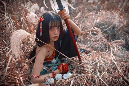 60cm Demon Katana Wood Sword Cosplay Performance Props Ninja Sword Toy For Children Aikido Wooden  Knife