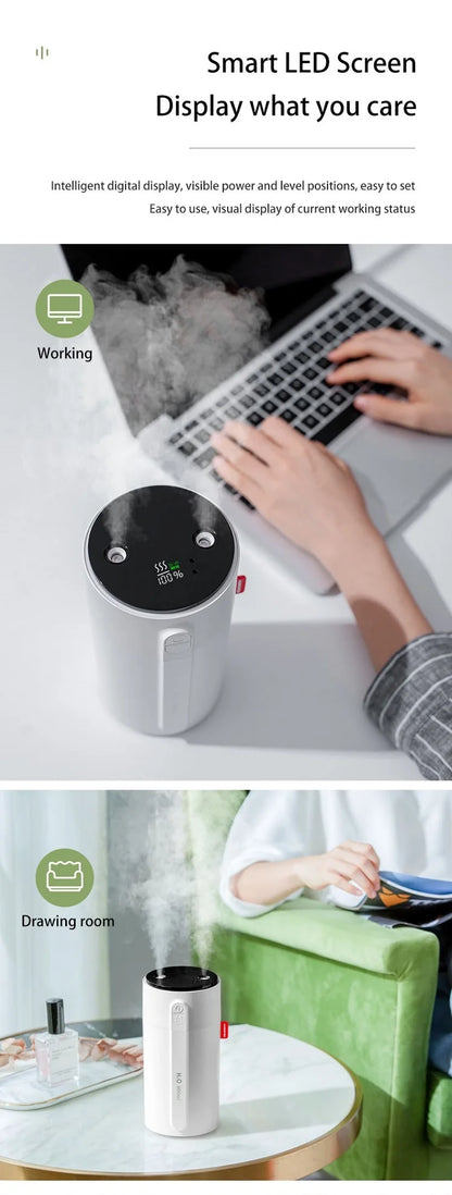 800ML Smart Induction Air Humidifier 2000mAh Battery USB Rechargeable Essential Oil Diffuser Air Humidifier for Home Car