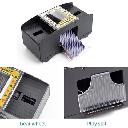 Mélangeur de cartes automatique 1/2 jeux Mélangeur de cartes de poker électrique Mélangeur à piles USB pour jeux de cartes Fête à domicile