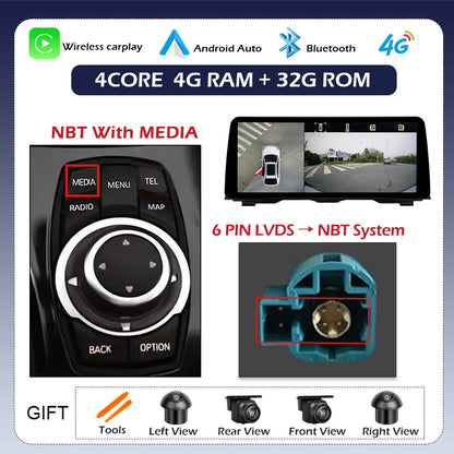 Android 14 Wireless CarPlay For BMW 5 Series F10 F11 2011 - 2017 CIC NBT System Car Radio Multimedia Video Player Navigation GPS