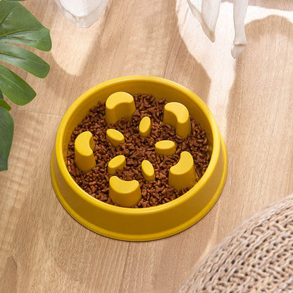 Pet Dog Bowl Slow Food Feeder Non-slip Anti Choking Cat Thickened Plastic Plate Bowls Healthy Anxiety Relief Dish Pet Supply