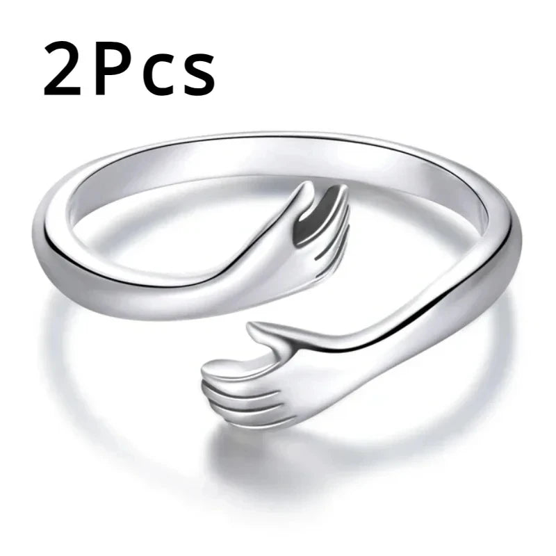 Romantic Couple Rings Women Men Adjustable Opening Forever Love Hug Lover Rings Valentine's Day Gifts Creative Jewelry Rings