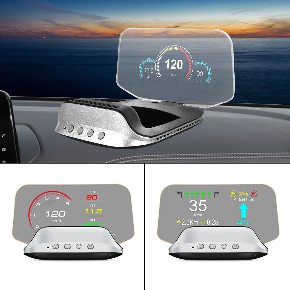 C3 12V Car HUD OBD2 Head Up Display GPS Navigation Digital Speedometer On Board Computer Projector OBD 2 Scanner Test Cartronics