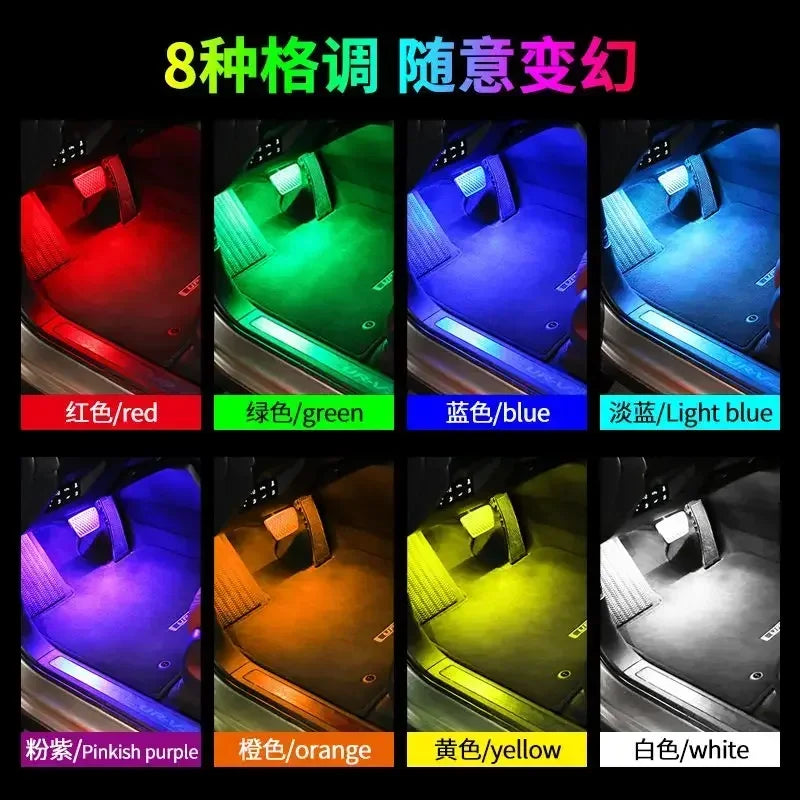Car Foot Ambient Light RGB Led Lamp Usb For Toyota Hilux Corolla chr 4runner Crown RAV4 Wireless Remote APP Control Accessories