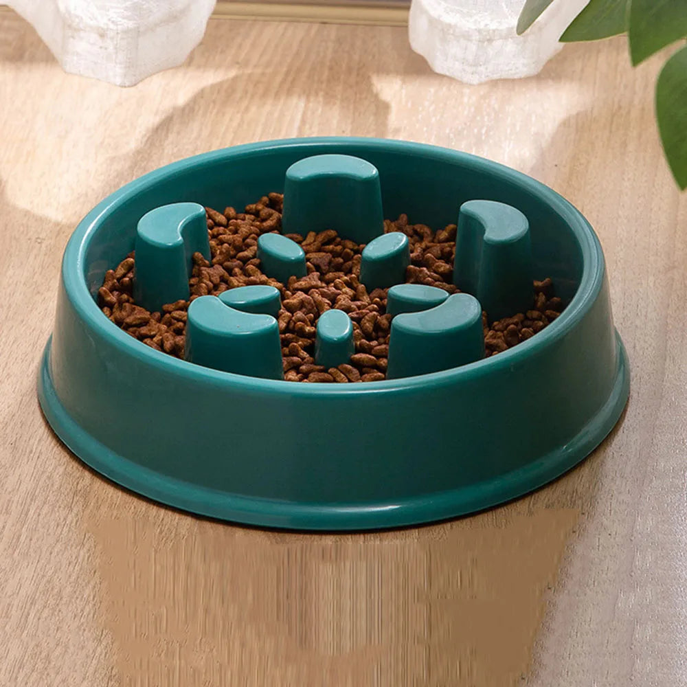 Pet Dog Bowl Slow Food Feeder Non-slip Anti Choking Cat Thickened Plastic Plate Bowls Healthy Anxiety Relief Dish Pet Supply