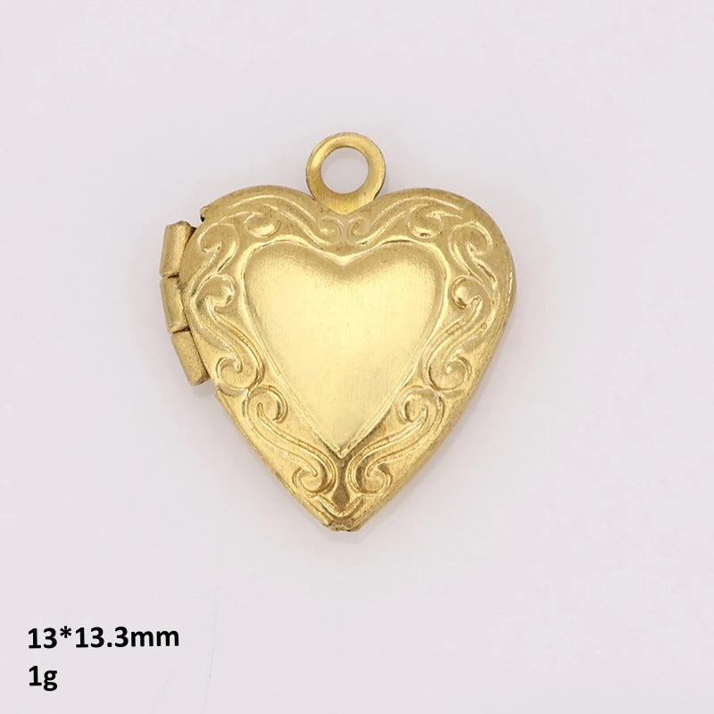 BoYuTe (50 Pieces/Lot) Heart Shaped Raw Brass Locket Pendant Materials Diy Photo Lockets Jewelry Accessories