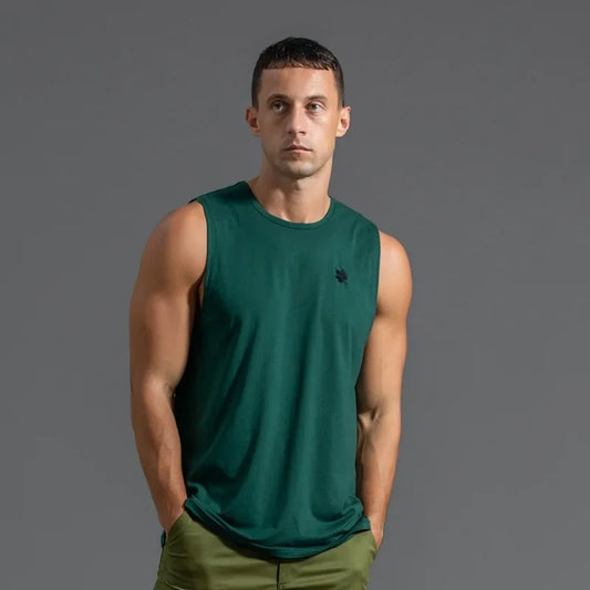 Plus Size Men's Sport Fitness Vest Cotton Trendy Sleeveless T-Shirt Shoulder Vest Casual Top Clearance Special Price